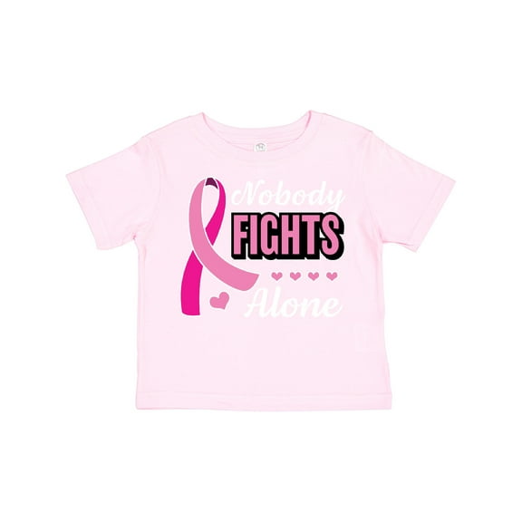 Inktastic Breast Cancer Awareness Nobody Fights Alone Pink Ribbon Boys or Girls Toddler T-Shirt