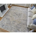 thumbnail image 4 of Feizy Pasha Transitional Medallion, Ivory/Taupe/Blue, 1'6" x 1'6" Swatch Stain Resistant Pet & Kid Friendly Bohemian & Eclectic Distressed Design Carpet for Living Dining Bed Room, 4 of 9