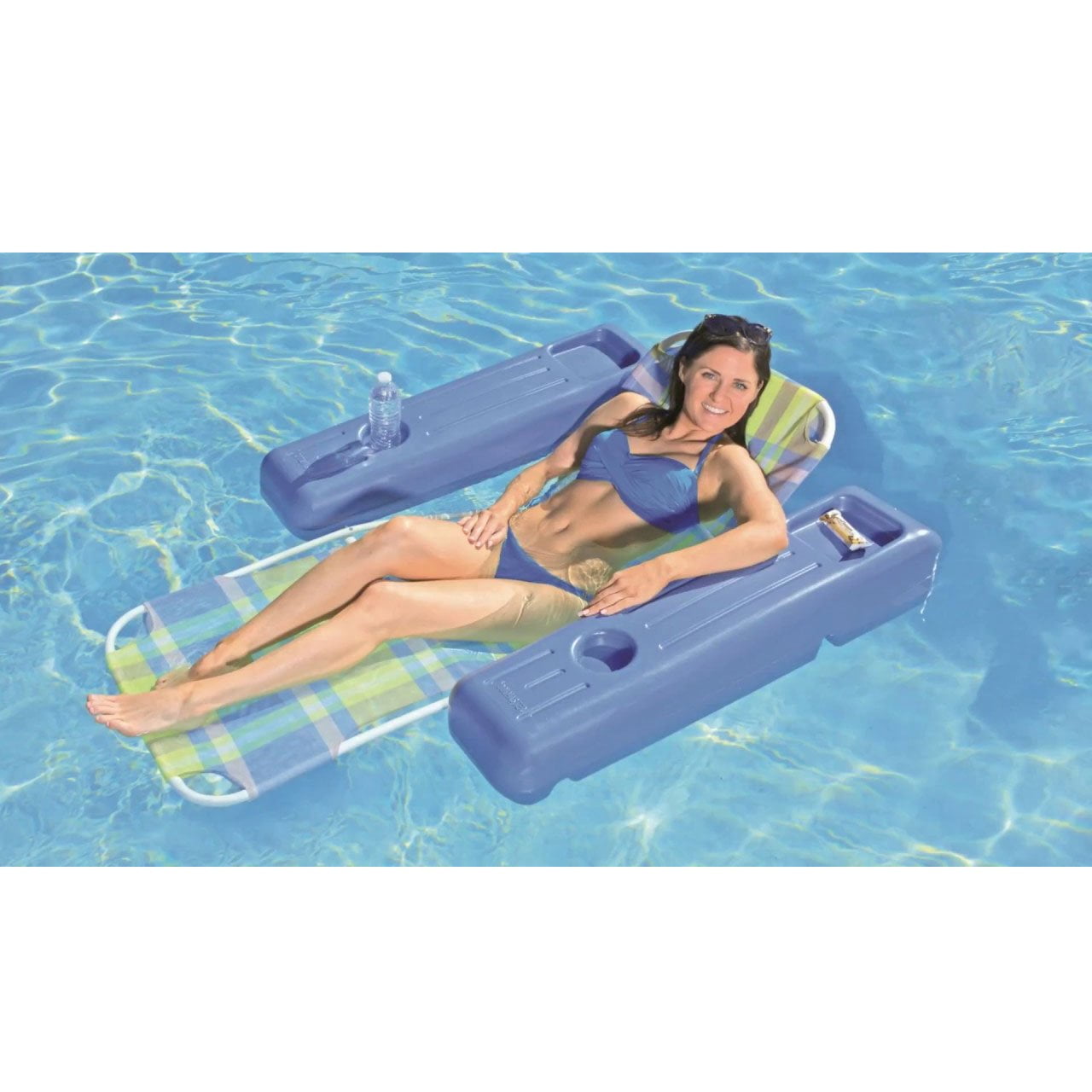 Pool Float Lounge Non-Corrosive PVC Frame Multicolor with 2-Side Floatation Arms