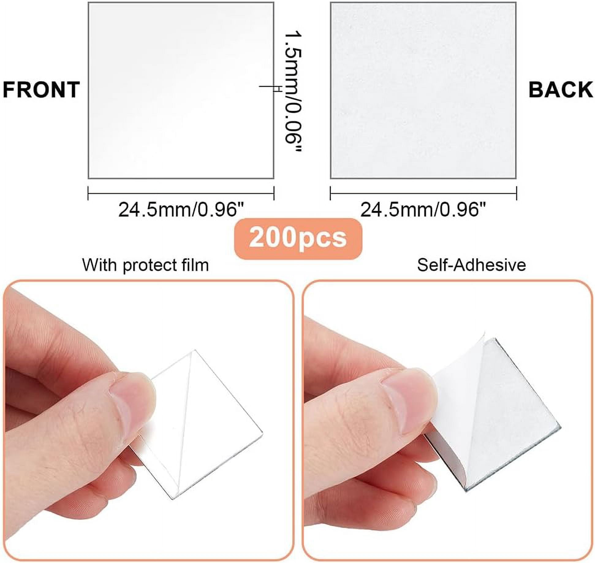 200pcs 1 Inch Square Mosaic Tiles Decorative Adhesive Acrylic Mirror Craft Mini Mirror Tiles Small Decorative Glass Mirrors for Arts Crafts Photo Framing Traveling Room Decoration
