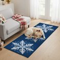 thumbnail image 2 of White Intricate Snowflake Washable Area Rug 2 x 6 ft Vintage Christmas Ice Crystals Blue Soft Non‑Slip Rugs Stain Repellent Indoor Mats for Long Hallway, Kitchen Runner, Corridor Laundry, 2 of 9