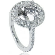 Pompeii VS 1ct Pave Halo Oval Engagement Ring Setting 14K White Gold (G/H,VS1-VS2)