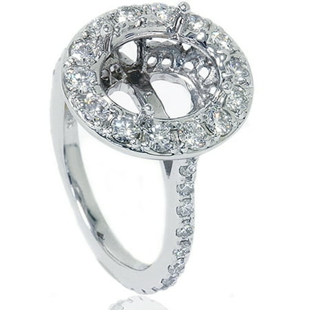 Pompeii VS 1ct Pave Halo Oval Engagement Ring Setting 14K White Gold (G/H,VS1-VS2)