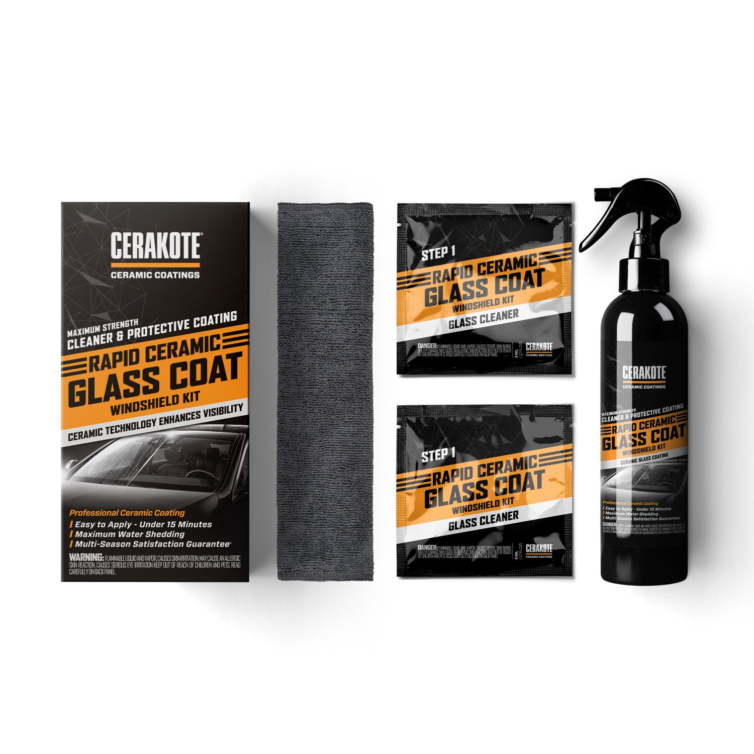 CERAKOTE® Rapid Ceramic Glass Coat Windshield Kit (8oz Bottle