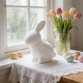 thumbnail image 3 of Easter Flocked Bunny Figurine with Bow, Realistic Fuzzy Rabbit Statue, Adorable Easter Bunny Decor Home Tabletop Decor, Soft Easter Decor for Cozy Farmhouse Mantel and Shelf Display, 7*8.6in, White, 3 of 7