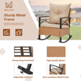 thumbnail image 3 of MELLCOM 3-Piece Patio Furniture Set, Outdoor Rocking Chair with Thick Cushions and 2-Tier Coffee Table, Wicker Rocker Bistro Set for Porch Deck Garden Poolside, Beige, 3 of 9
