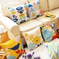 thumbnail image 2 of Blue and Yellow Pillow Covers Farmhouse Cotton Linen Outdoor Throw Pillow Covers 18x18 inch Decorative for Couch Sofa Patio Porch Flowers Pattern Pack of 2, 2 of 6