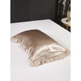 thumbnail image 5 of MOVE OVER Beige Taupe Ruffle Pillowcases Queen, Silky Satin Pillow Cover Set of 2, Luxury Satin Ruffle Pattern, 2 Pack, 5 of 8
