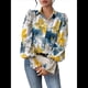 thumbnail image 2 of Camisas de Estilo Bohemio con Cuello en V, Botones y Mangas Largas con Estampado Floral para Mujer, para Otoño. Azul y Amarillo L, 2 of 10