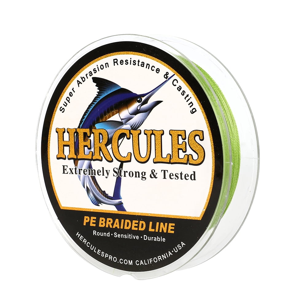 HERCULES Braided Fishing Line 300m 328yds 6lbs-100lbs Pe Superline 4 Strands (Army Green 50lb/22.7kg 0.37mm)