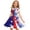 Multicolor3, variant on Girls 4th of July Dresses Independence Day's Print Fashion Cute Midi Dress Red and White Stars Flag Patriotic Graphic Flowy Crew Neck Short Sleeve Outfits, for 4-13 Years