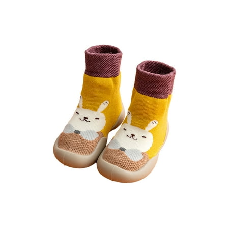 

Tenmix Toddler Slipper Boots Prewalker Socks Boot Soft Sole Sock Slippers Cartoon Crib Shoes Bedroom Breathable Anti-Slip First Walkers Shoe Yellow 5C