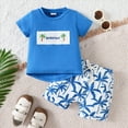 thumbnail image 2 of TOWED22 Toddler Baby Boy Clothes Summer Short Sleeve T Shirt and Shorts Cute Infant Baby Boy Outfits Clothing Set(Blue,18-24 Months), 2 of 9