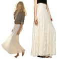 thumbnail image 3 of Skirt Women Lace Double Layer Pleated Long Maxi Skirt Elastic Waist Skirt, 3 of 9