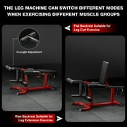 Leg Extension and Curl Machine, 440LB Adjustable Leg Curl Machine for Home Gym, Seated Leg Extension and Lying Curl Machine for Lower Body Workouts
