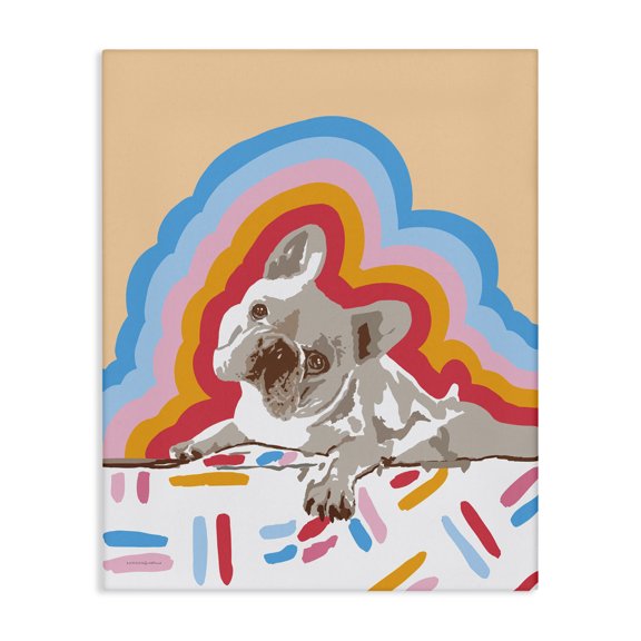 Stupell Industries Mid-Century Retro French Bulldog Abstraction Canvas Art, 30 x 40, by Kamdon Kreations
