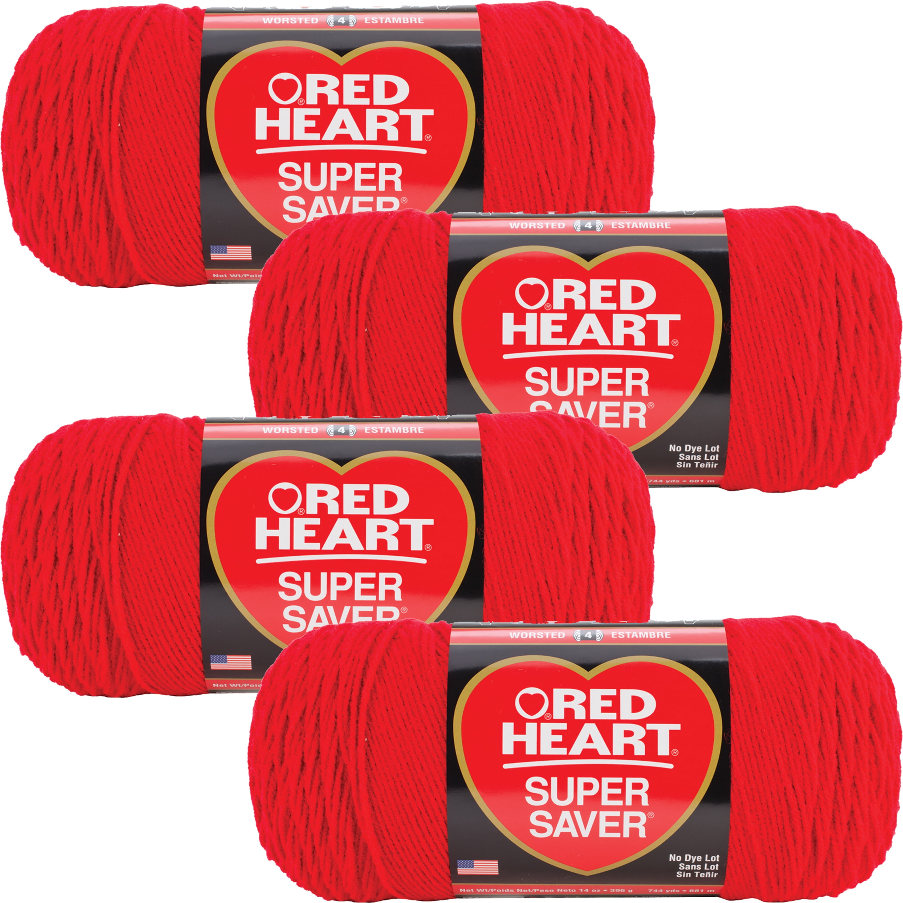 Red Heart Super Saver YarnCherry Red, Multipack Of 4