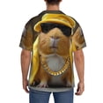 thumbnail image 3 of Pofeuu Heavy Metal Style Guinea Pig Print Mens Casual Short Sleeve Shirts Beach Summer Spread Collar Pocket Tops Men's Casual Short-sleeved Shirt-4X-Large, 3 of 5