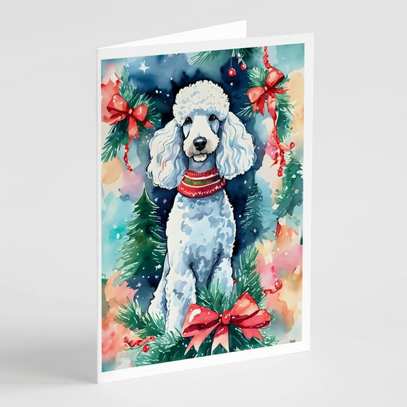 Poodle Christmas Greeting Cards Pack of 8 7 in x 5 in