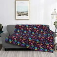 thumbnail image 2 of Yiaed mushroom colorful Skull Print Blanket Throw Blanket Soft Cozy Flannel Blanket for Home Bed Sofa Couch Chair-80"x60", 2 of 6