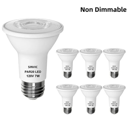 Sinvic 6PCS PAR20 LED Flood Light Bulb 7w (=50w) 120V Warm White 5000k Recessed Track Lighting