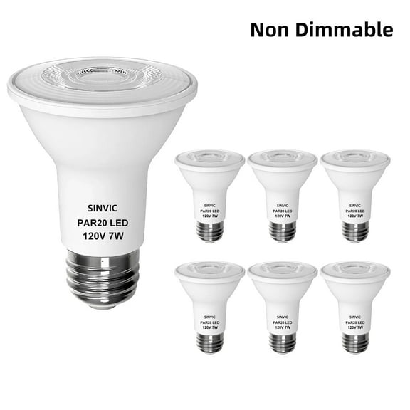 Sinvic 6PCS PAR20 LED Flood Light Bulb 7w (=50w) 120V Warm White 5000k Recessed Track Lighting