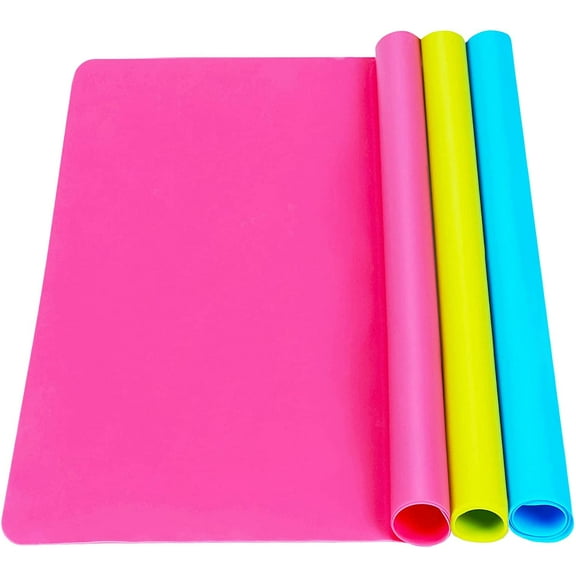 3 Pack Silicone mat Large Silicone Sheets for Crafts, Liquid, Resin Jewelry Casting Molds Mat, Silicone Placemat 15.7” x 11.8” (Blue & Rose Red & Green)