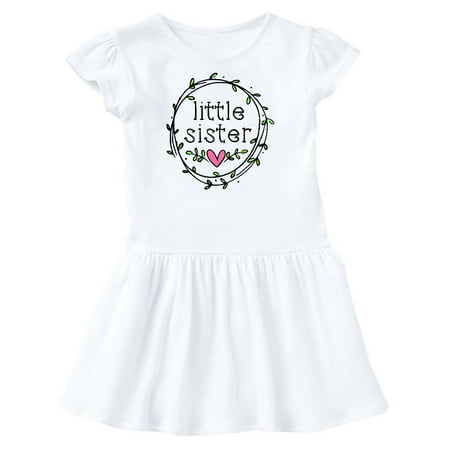 

Inktastic Little Sister Leaves Circle Heart Gift Toddler Girl Dress