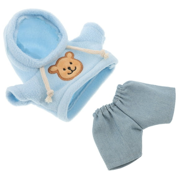 Masteelf Cute Doll Hoodie and Denim Pants Outfit Cute Plush Bear Doll Clothes and Jeans for 20cm Cartoon Stuffed Animals