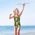 thumbnail image 6 of Girls' One-piece Swimsuit Cross Back Bathing Suit Beach Surfing Sizes 3T-10T Green Dandelions Pattern, 6 of 9