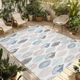 thumbnail image 2 of Outdoor Rug 5x7 ft Minimalist Geometric Leaf Pattern Waterproof Outdoor Patio Rug Mat Non Slip Outside Area Rugs Carpet for RV,Camping,Porch,Deck,Pool,Balconybackyard,Blue Brown Gray, 2 of 9