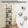 thumbnail image 4 of VEVOR Ladder Shelf, 5-Tier Bookshelf 17.3x11.8in, Open Wall-Mounted Ladder Shelf with Metal Frame,Storage Rack Sundries Holder for Kitchen Bedroom Bathroom Living Room, Black, 4 of 9