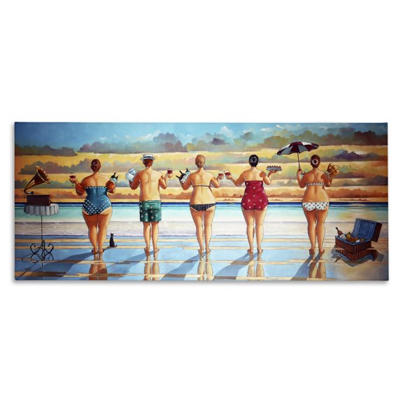 Stupell Industries Tropical Beach Friends Coastal Summer Fun Canvas Art, 40 x 17, by Ronald West
