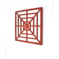 HomeRoots 274557 24 x 24 x 1 in. Red Mirrored Wooden Wall Decor
