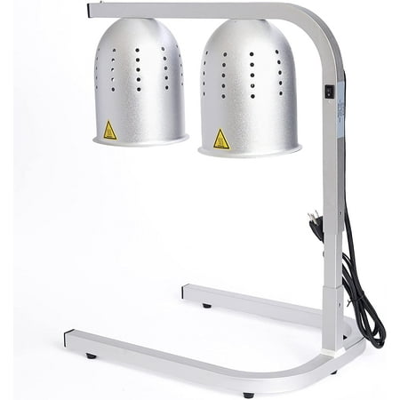 

KUSONG DL2112 Commercial Grade Food Heat Lamp Portable Electric Food Warmer 2-Bulb with Free-Standing 500W Silver (Silver)