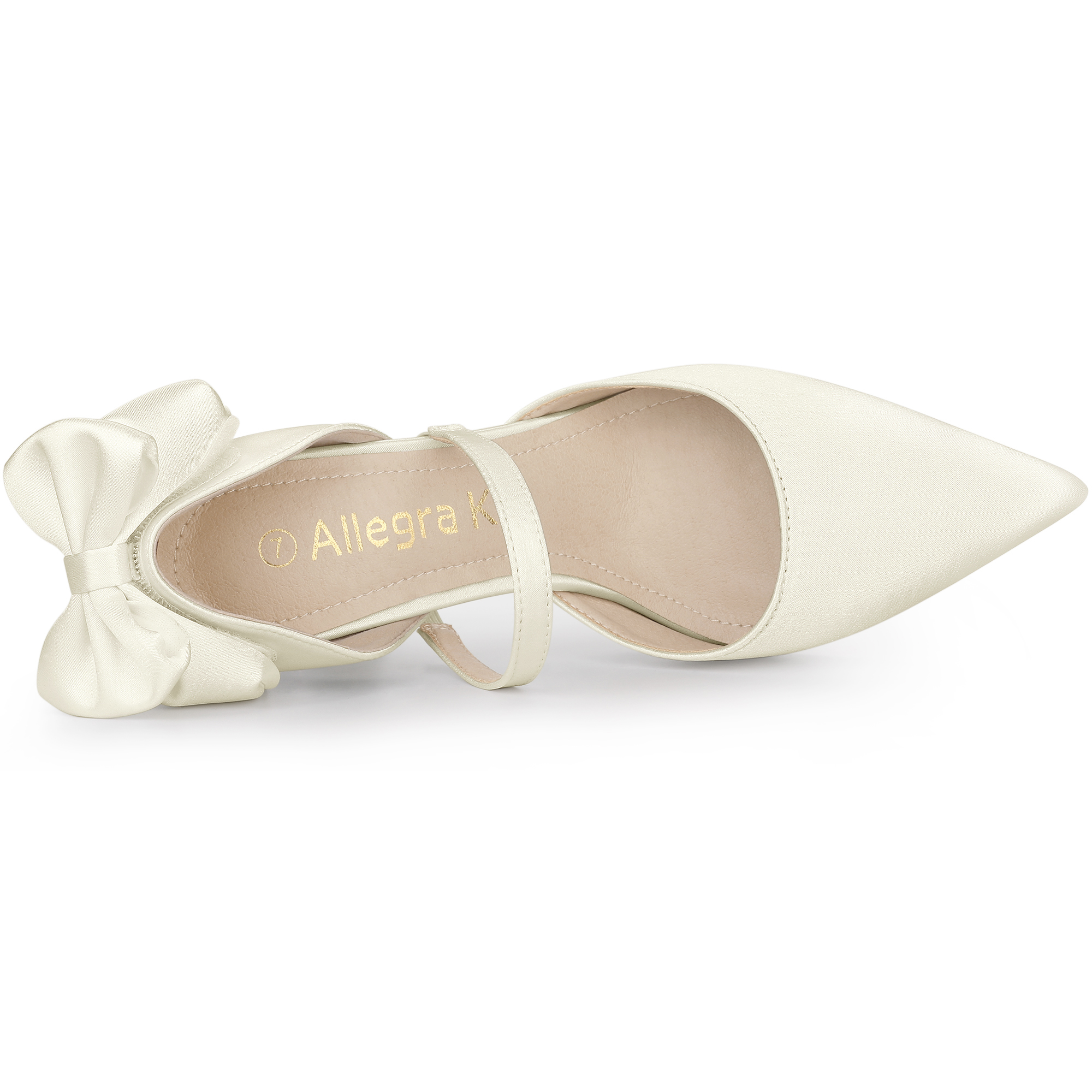 DARING DIVA Women's Pointed Toe Bow Satin Stiletto Heels Pumps White 8