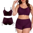 thumbnail image 1 of Women Plus Size Two Piece Swimsuit - Solid Color High Waisted Bikini Tummy Control Bathing Suit for Summer Women Swimwear, 1 of 6