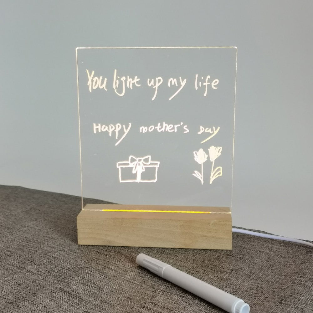Acrylic Dry Erase Board with Light, Acrylic Whiteboard with Stand for