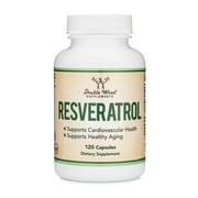 Resveratrol 500mg Per Serving, 120 Capsules (Natural Resveratrol Polygonum Root Extract Providing 50% Trans-Resveratrol) Anti-Aging Support by Double Wood Supplements