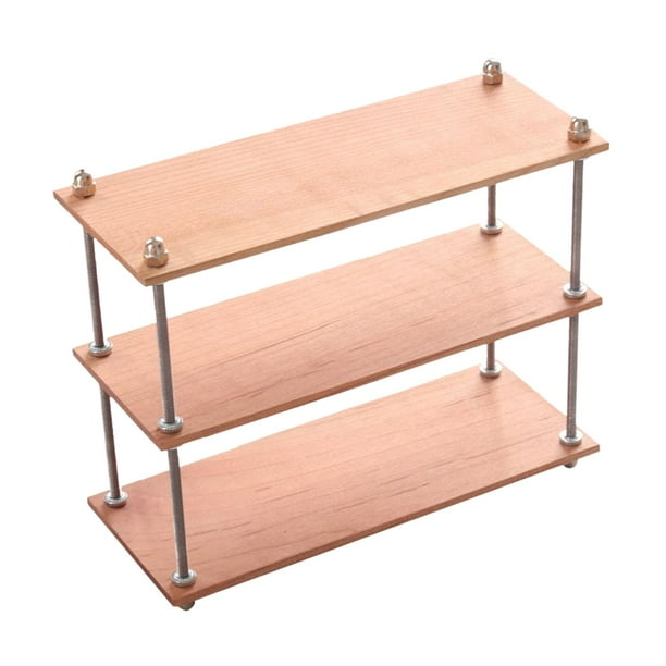 Organizador Soporte Almacenamiento Estante Regalos Marco de Metal Madera Multiusos Decorativo 3 niveles de largo