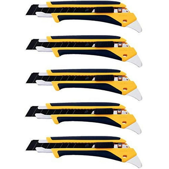 OLFA 1072198 LA-X 18mm Fiberglass Rubber Grip Heavy-Duty Utility Knife (5-(Pack))