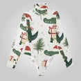 thumbnail image 2 of Christmas Alligators Santa Hats Women's Bodysuit Jumpsuit Mock Turtle Neck Long Sleeve TopsOne Piece Leotards Shirt Yoga Outfits, 2 of 8
