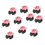 10pcs Lotus Miniature Garden AIF4Decor Flower Model Resin Plant Doll House Desk Mini Ornament
