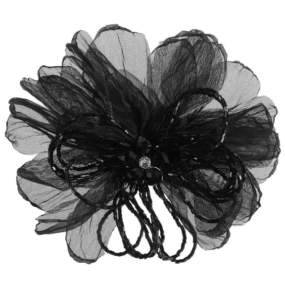 PTOOTP Black Flower Brooch Pin, Elegant Fabric and Plastic Accessory for Women, Versatile Fashion Jewelry