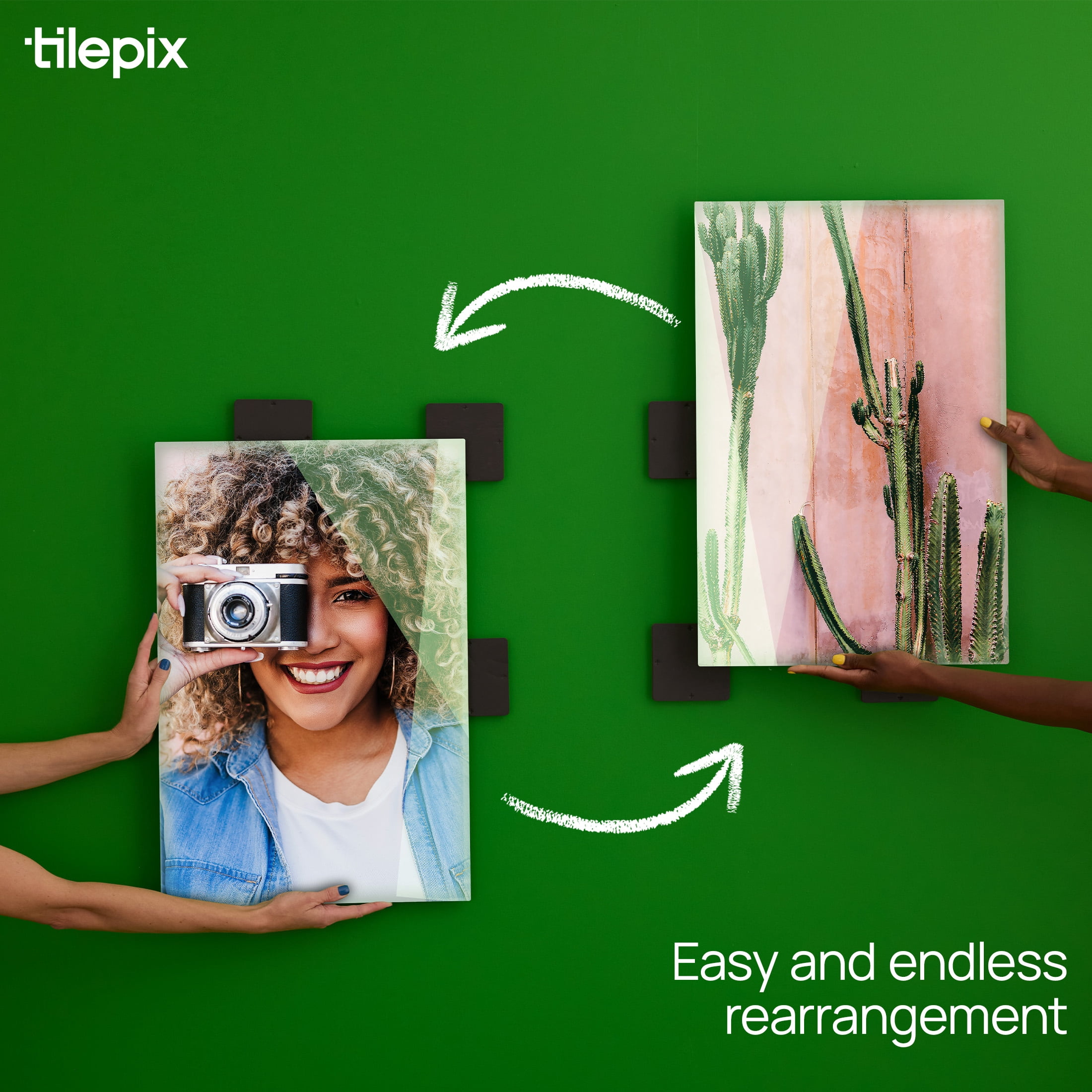 TilePix Glass Premium 16x24 Glass Picture Tile - Customizable Magnetic Photo Tile Picture Frame, Nail-Free Hanging Photo Tile