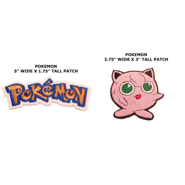 Anime Pokemon Text & Jigglypuff 2-Pack Iron or Sew-on Patch