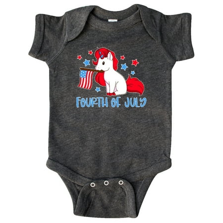 

Inktastic 4th of July Unicorn Holding American Flag Gift Baby Boy or Baby Girl Bodysuit