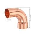 thumbnail image 2 of Unique Bargains 90 Degrees Elbow Copper Pipe Fitting Short Turn Brazing Connection 1.12 Inch ID for Cooling Solar Equipment, 2 of 6