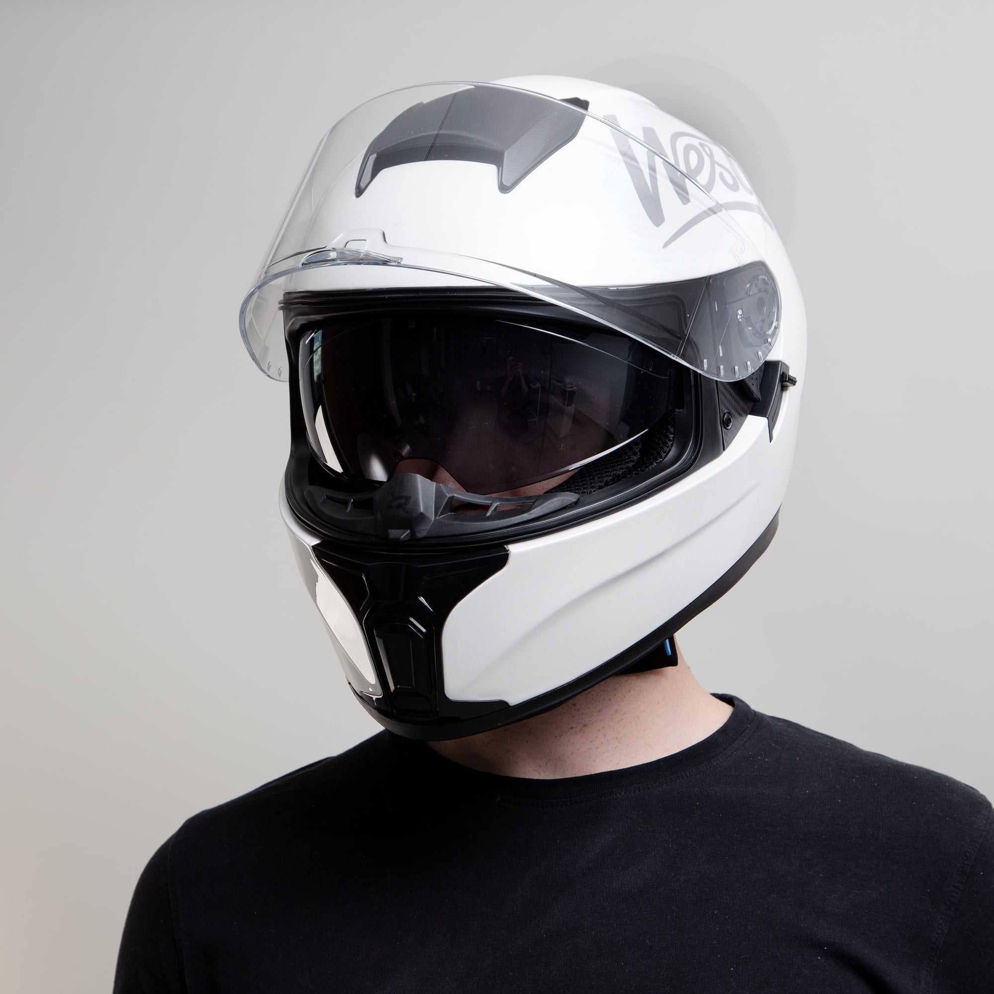 Westt Full Face Helmet - Motorcyle Helmet with Dual Visor DOT Approved - White XL
