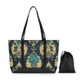 thumbnail image 7 of FORMRS Canvas Laptop Tote Bag for Women with 15.6" Computer Compartments Shoulder Handbag, Green Peacock Pattern, 7 of 7